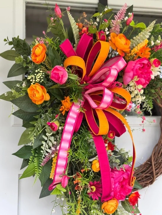 Pink & Orange Peony Dream Wreath - Picture 3 of 6